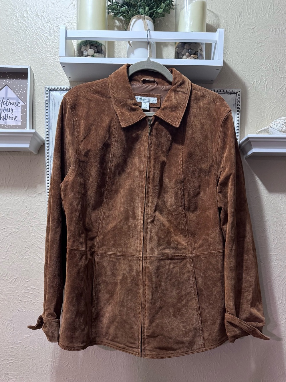 Coldwater Creek Brown Suede Zip Leather Jacket Sz L
